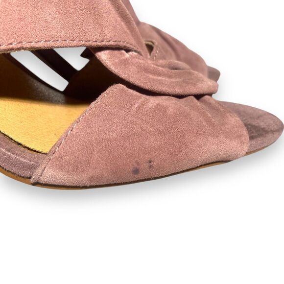 Crown Vintage Women's Poudre Pink Suede Heeled Open Toe Sandals Size 7 M /37.5 - Picture 9 of 14
